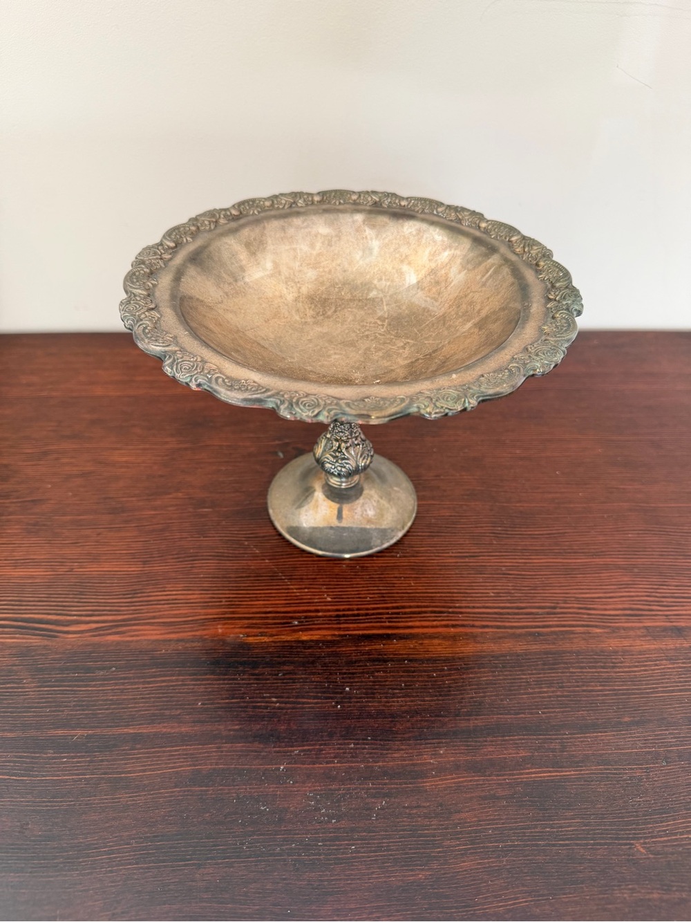 Antique-Style Silver-Tone Pedestal Bowl